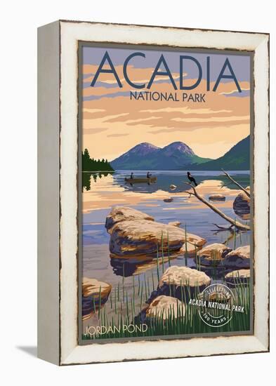 Acadia National Park, Maine - Celebrating 100 Years - Jordan Pond-Lantern Press-Framed Stretched Canvas