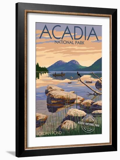 Acadia National Park, Maine - Celebrating 100 Years - Jordan Pond-Lantern Press-Framed Premium Giclee Print