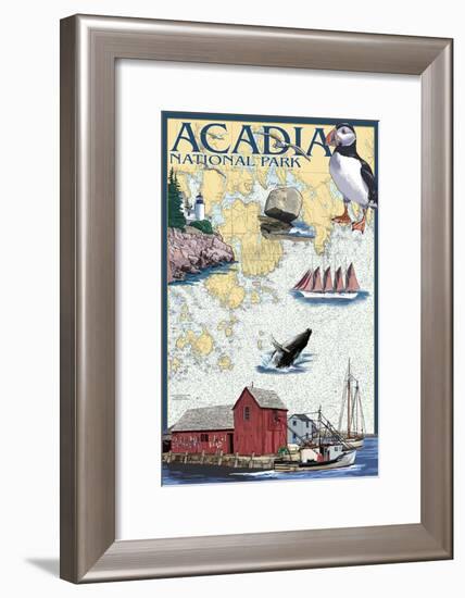 Acadia National Park, Maine - Nautical Chart-Lantern Press-Framed Art Print