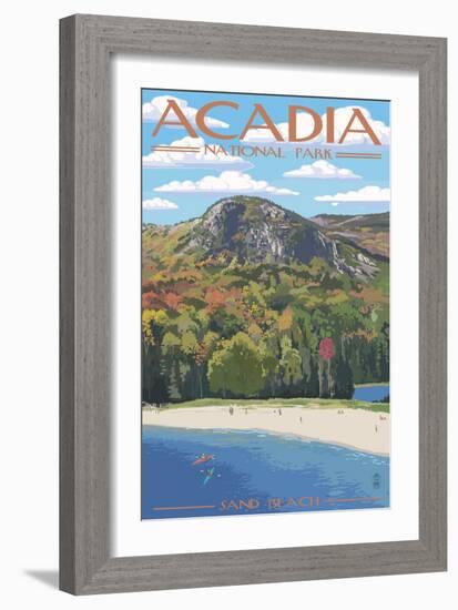 Acadia National Park, Maine - Sand Beach Scene-Lantern Press-Framed Art Print