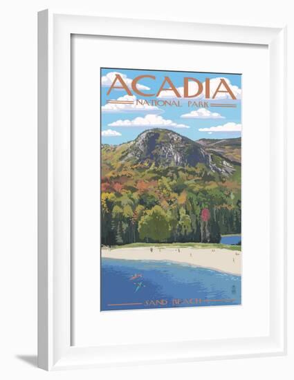 Acadia National Park, Maine - Sand Beach Scene-Lantern Press-Framed Art Print