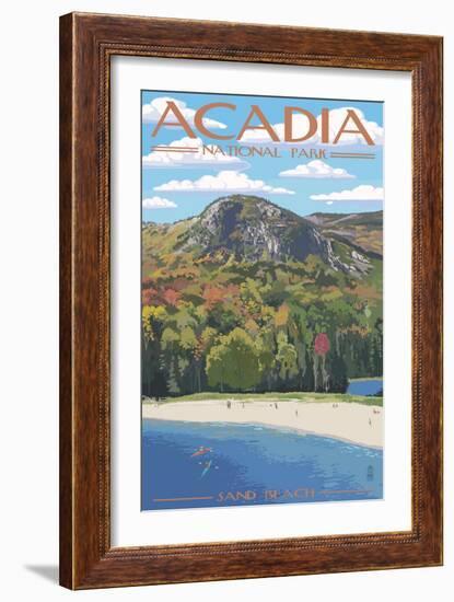 Acadia National Park, Maine - Sand Beach Scene-Lantern Press-Framed Art Print