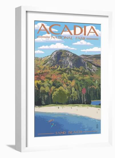 Acadia National Park, Maine - Sand Beach Scene-Lantern Press-Framed Art Print