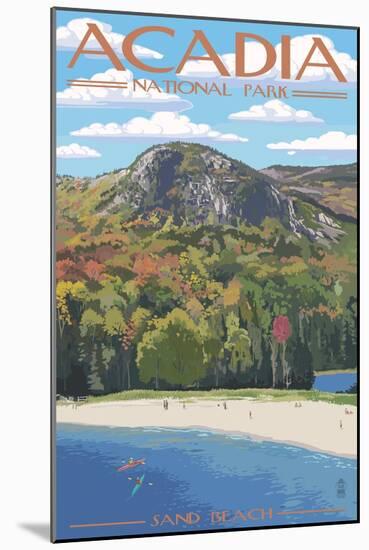 Acadia National Park, Maine - Sand Beach Scene-Lantern Press-Mounted Art Print