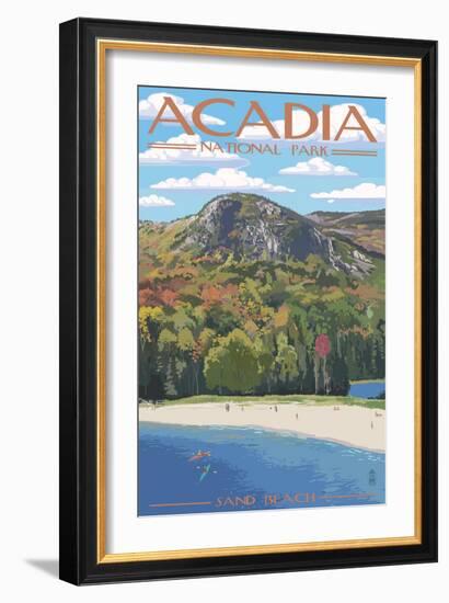 Acadia National Park, Maine - Sand Beach Scene-Lantern Press-Framed Art Print