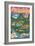 Acadia National Park - Retro View - Centennial Rubber Stamp-Lantern Press-Framed Art Print