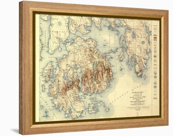 Acadia National Park - Topographic Panoramic Map-Lantern Press-Framed Stretched Canvas