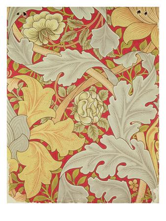 Acanthus Leaves And Wild Rose On A Crimson Background Wallpaper Design Giclee Print William Morris Art Com