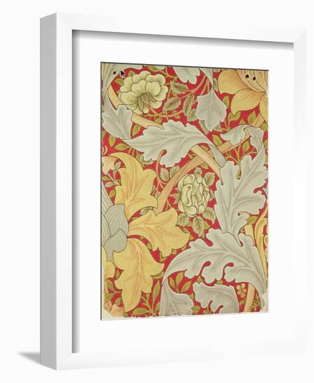 Acanthus Leaves and Wild Rose on a Crimson Background, Wallpaper Design-William Morris-Framed Premium Giclee Print