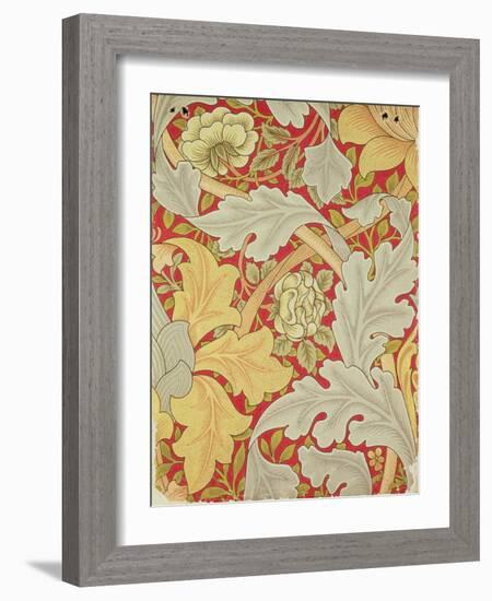 Acanthus Leaves and Wild Rose on a Crimson Background, Wallpaper Design-William Morris-Framed Giclee Print