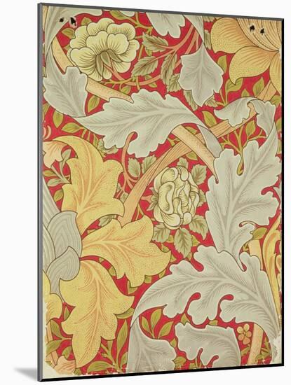 Acanthus Leaves and Wild Rose on a Crimson Background, Wallpaper Design-William Morris-Mounted Giclee Print