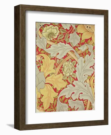 Acanthus Leaves and Wild Rose on a Crimson Background, Wallpaper Design-William Morris-Framed Giclee Print