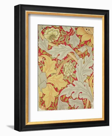 Acanthus Leaves and Wild Rose on a Crimson Background, Wallpaper Design-William Morris-Framed Giclee Print