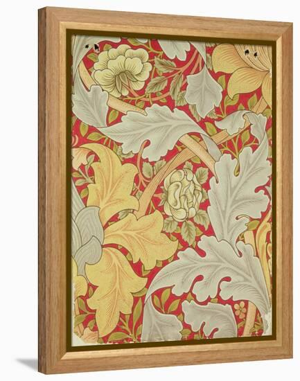 Acanthus Leaves and Wild Rose on a Crimson Background, Wallpaper Design-William Morris-Framed Premier Image Canvas