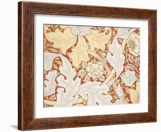 Acanthus Leaves, Wild Rose on Crimson Background, William, Morris-William Morris-Framed Giclee Print