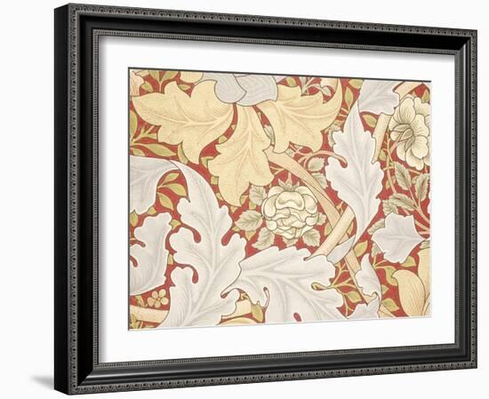 Acanthus Leaves, Wild Rose on Crimson Background, William, Morris-William Morris-Framed Giclee Print