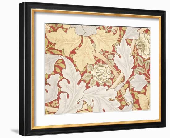 Acanthus Leaves, Wild Rose on Crimson Background, William, Morris-William Morris-Framed Giclee Print