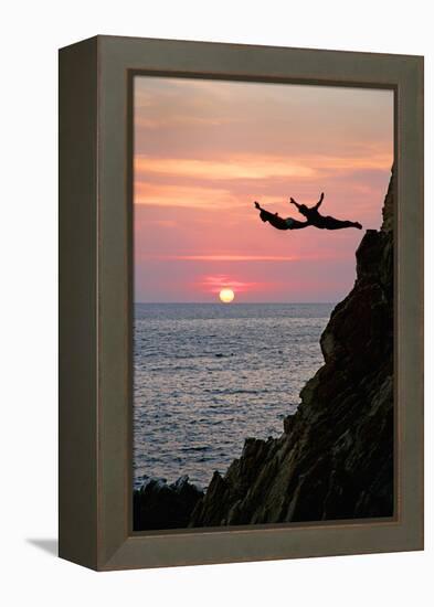 Acapulco Cliff Divers at Sunset-Thom Lang-Framed Premier Image Canvas