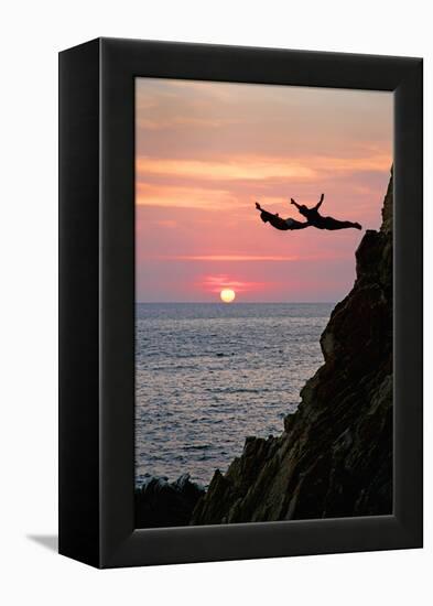 Acapulco Cliff Divers at Sunset-Thom Lang-Framed Premier Image Canvas