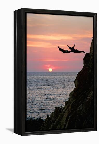 Acapulco Cliff Divers at Sunset-Thom Lang-Framed Premier Image Canvas