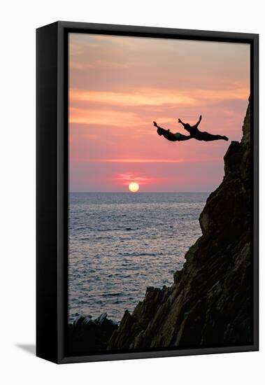 Acapulco Cliff Divers at Sunset-Thom Lang-Framed Premier Image Canvas