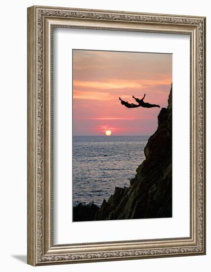 Acapulco Cliff Divers at Sunset-Thom Lang-Framed Photographic Print