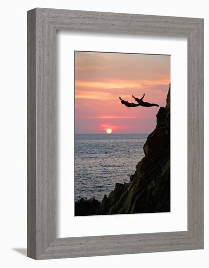 Acapulco Cliff Divers at Sunset-Thom Lang-Framed Photographic Print