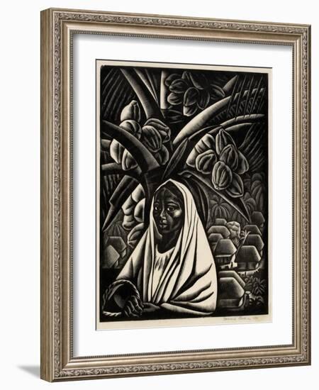 Acapulco Girl (Coconunt Palm)-Howard Cook-Framed Art Print