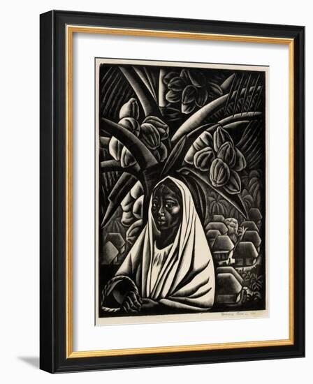 Acapulco Girl (Coconunt Palm)-Howard Cook-Framed Art Print