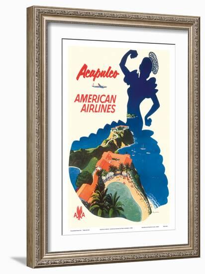 Acapulco, Mexico - American Airlines - Mexican Dancer Silhouette-Fred Ludenken-Framed Art Print