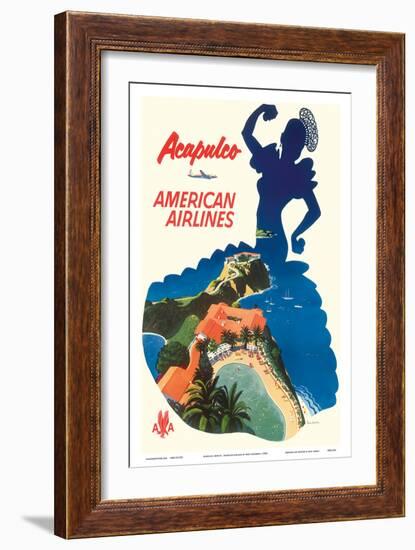 Acapulco, Mexico - American Airlines - Mexican Dancer Silhouette-Fred Ludenken-Framed Art Print