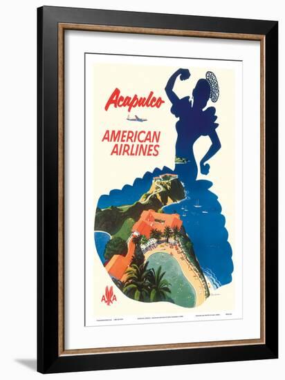 Acapulco, Mexico - American Airlines - Mexican Dancer Silhouette-Fred Ludenken-Framed Art Print