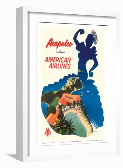 Acapulco, Mexico - American Airlines - Mexican Dancer Silhouette-Fred Ludenken-Framed Art Print