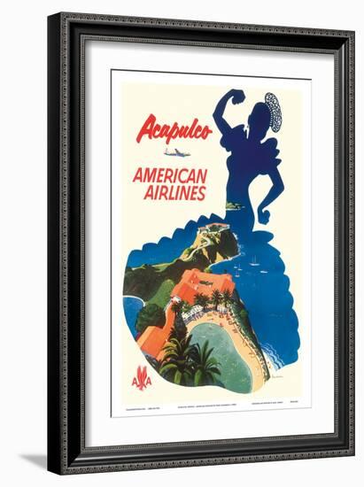 Acapulco, Mexico - American Airlines - Mexican Dancer Silhouette-Fred Ludenken-Framed Art Print