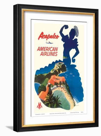 Acapulco, Mexico - American Airlines - Mexican Dancer Silhouette-Fred Ludenken-Framed Art Print