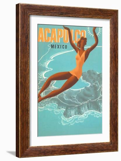 Acapulco, Mexico: Woman and Water-null-Framed Art Print