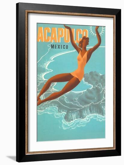 Acapulco, Mexico: Woman and Water-null-Framed Art Print