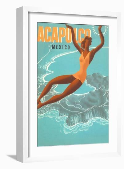 Acapulco, Mexico: Woman and Water-null-Framed Art Print