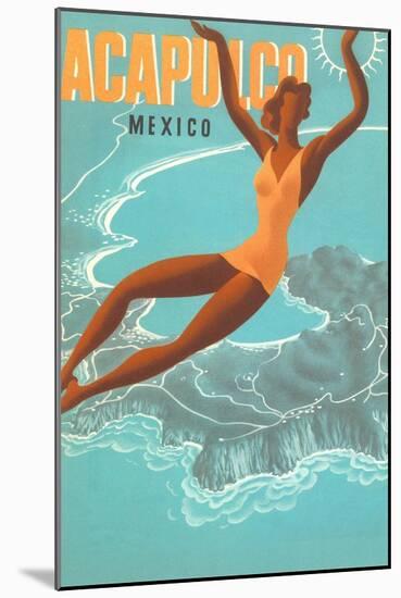 Acapulco, Mexico: Woman and Water-null-Mounted Art Print
