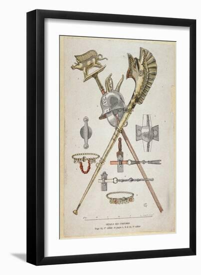 Accessories of the Gallic Warrior: Banner Decorating a Saglier Teaches, the Helmet and the Warhorn-Eugene Grasset-Framed Giclee Print