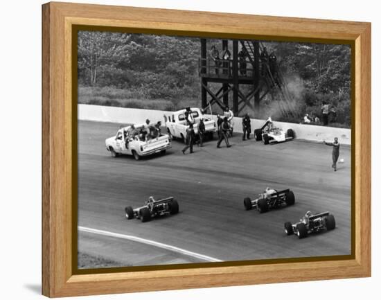 Accident at the Indianapolis 500, Indianapolis, Indiana, USA, 1974-null-Framed Premier Image Canvas