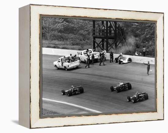 Accident at the Indianapolis 500, Indianapolis, Indiana, USA, 1974-null-Framed Premier Image Canvas