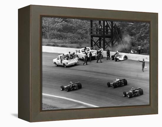 Accident at the Indianapolis 500, Indianapolis, Indiana, USA, 1974-null-Framed Premier Image Canvas