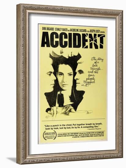 Accident, from Left: Dirk Bogarde, Jacqueline Sassard, Stanley Baker, 1967-null-Framed Art Print