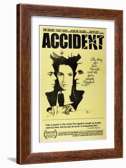 Accident, from Left: Dirk Bogarde, Jacqueline Sassard, Stanley Baker, 1967-null-Framed Art Print