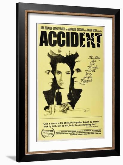 Accident, from Left: Dirk Bogarde, Jacqueline Sassard, Stanley Baker, 1967-null-Framed Art Print