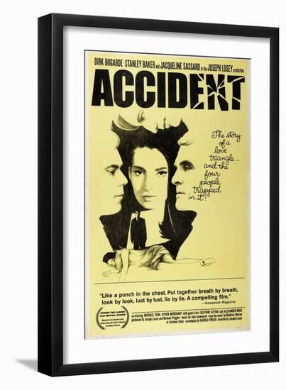 Accident, from Left: Dirk Bogarde, Jacqueline Sassard, Stanley Baker, 1967-null-Framed Art Print