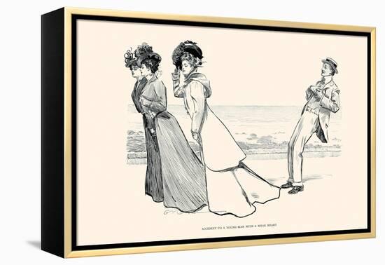 Accident to a Young Man with a Weak Heart-Charles Dana Gibson-Framed Stretched Canvas
