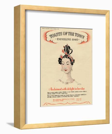 'Acclaimed with delight in her day, Toasts of the Town - Emmeline 1840', 1940-Unknown-Framed Giclee Print