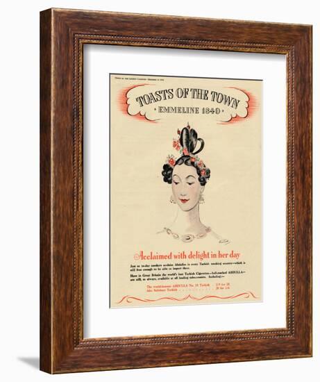 'Acclaimed with delight in her day, Toasts of the Town - Emmeline 1840', 1940-Unknown-Framed Giclee Print